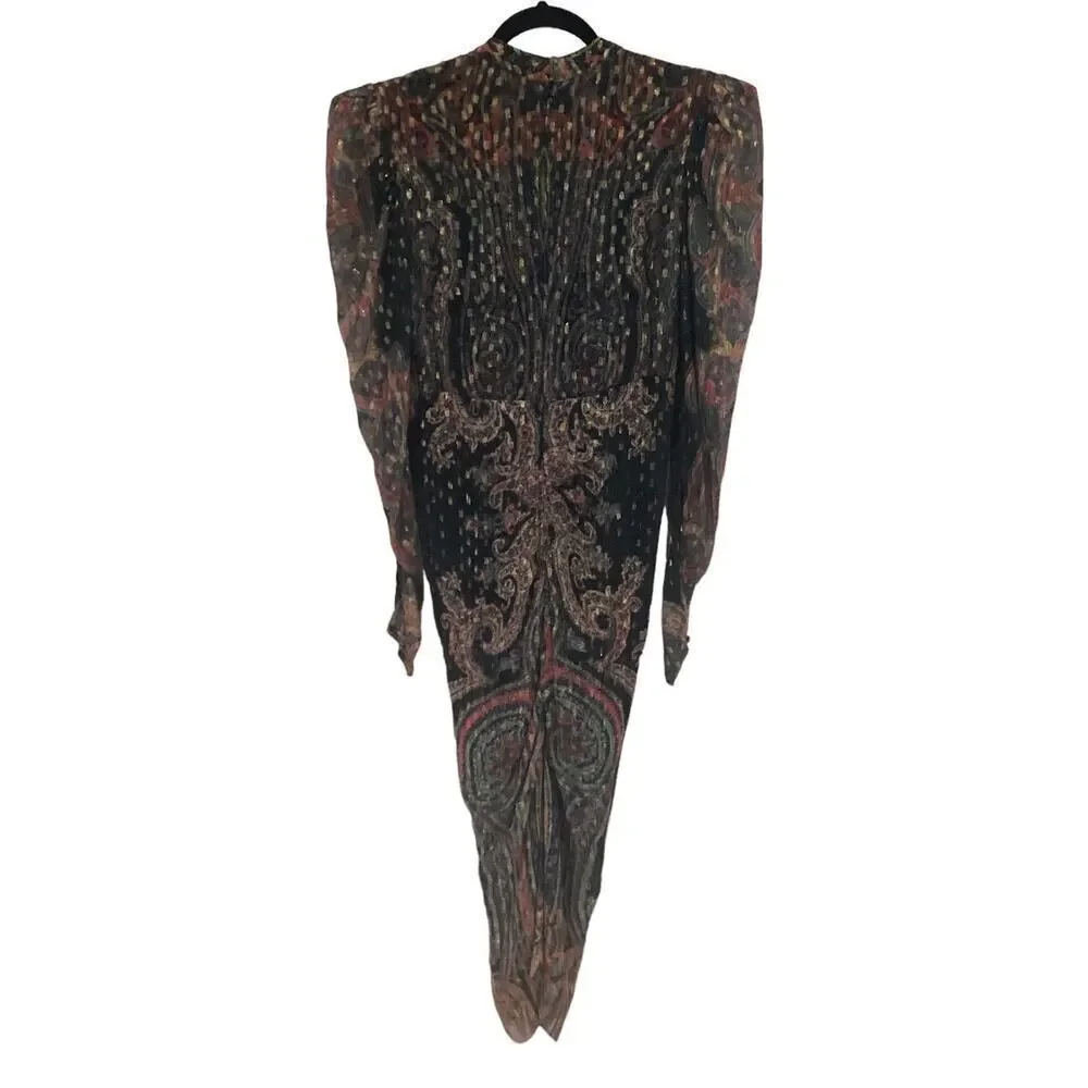Rococo Sand Nott Midi Dress In Black Size Small - Picture 10 of 16